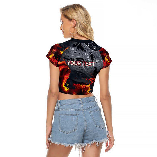 Australia Bushfire Aboriginal Personalised Raglan Cropped T Shirt Fire Dreaming Healing Country - Aussie Hoodie