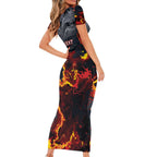 Australia Bushfire Aboriginal Personalised Short Sleeve Bodycon Dress Fire Dreaming Healing Country - Aussie Hoodie