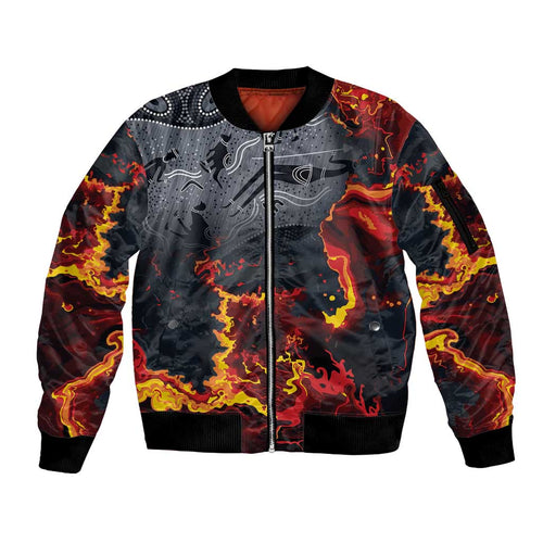 Australia Bushfire Aboriginal Personalised Sleeve Zip Bomber Jacket Fire Dreaming Healing Country - Aussie Hoodie