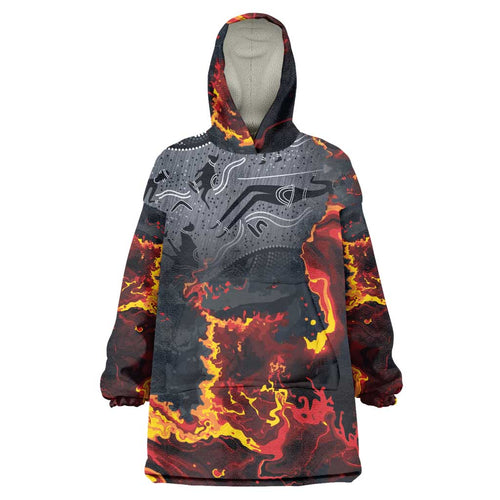 Australia Bushfire Aboriginal Personalised Wearable Blanket Hoodie Fire Dreaming Healing Country - Aussie Hoodie