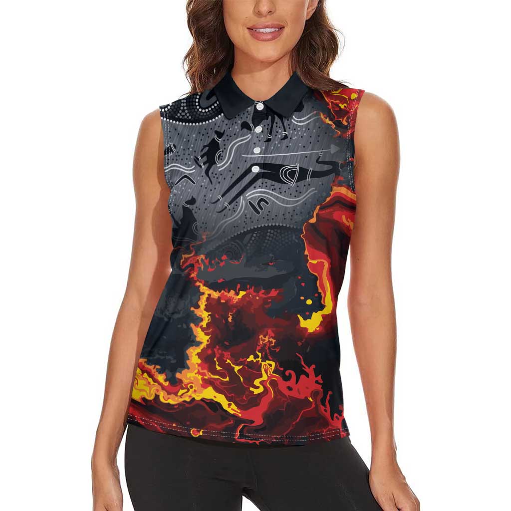 Australia Bushfire Aboriginal Personalised Women Sleeveless Polo Shirt Fire Dreaming Healing Country - Aussie Hoodie