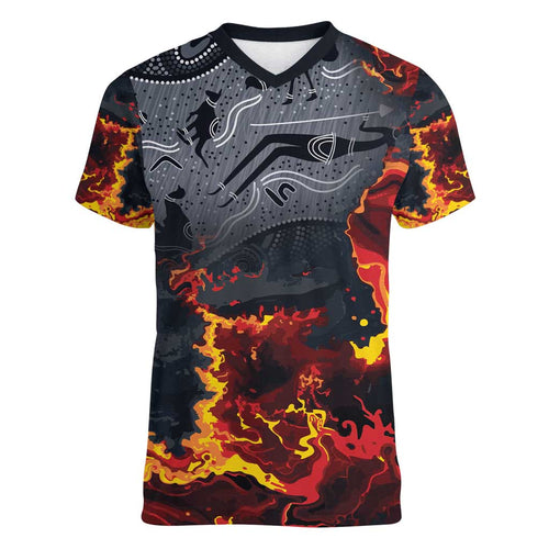 Australia Bushfire Aboriginal Personalised Women V-Neck T-Shirt Fire Dreaming Healing Country - Aussie Hoodie