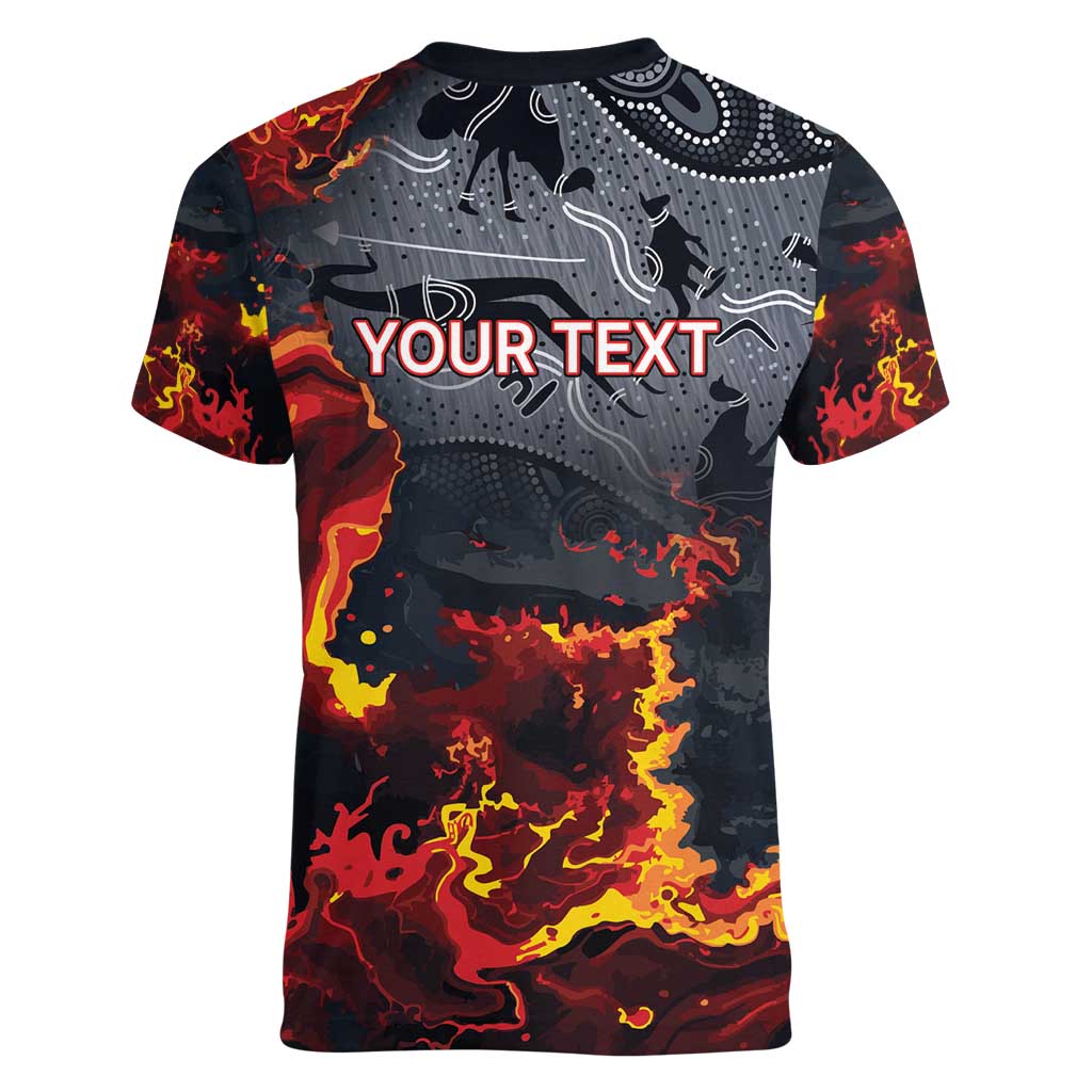 Australia Bushfire Aboriginal Personalised Women V-Neck T-Shirt Fire Dreaming Healing Country - Aussie Hoodie