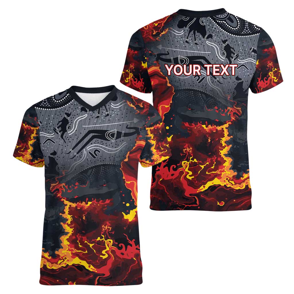 Australia Bushfire Aboriginal Personalised Women V-Neck T-Shirt Fire Dreaming Healing Country - Aussie Hoodie