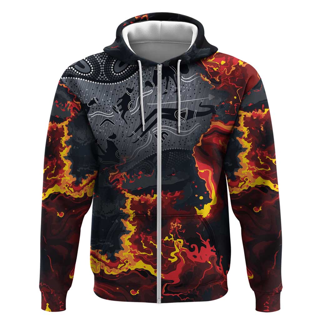 Australia Bushfire Aboriginal Personalised Zip Hoodie Fire Dreaming Healing Country - Aussie Hoodie