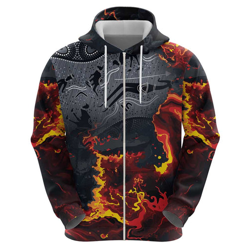 Australia Bushfire Aboriginal Personalised Zip Hoodie Fire Dreaming Healing Country - Aussie Hoodie
