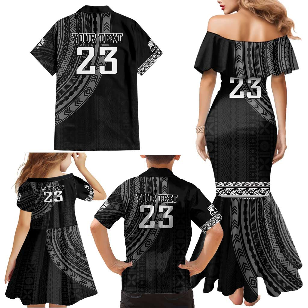 Custom Fiji New Zealand Rugby Family Matching Mermaid Dress and Hawaiian Shirt Make History Together