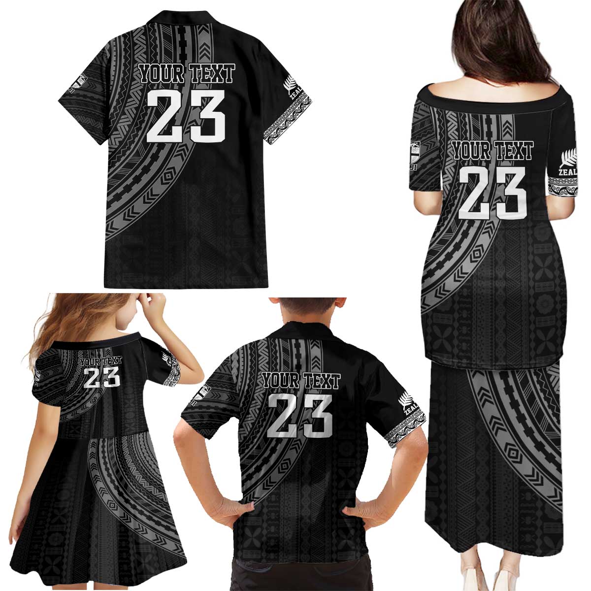 Custom Fiji New Zealand Rugby Family Matching Puletasi and Hawaiian Shirt Make History Together