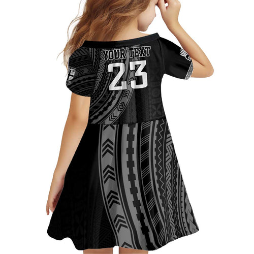 Custom Fiji New Zealand Rugby Kid Short Sleeve Dress Make History Together
