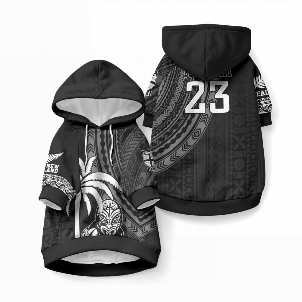 Custom Fiji New Zealand Maori Rugby Pet Hoodie Make History Together