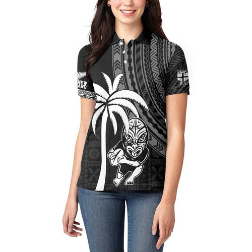 Custom Fiji New Zealand Rugby Women Polo Shirt Make History Together