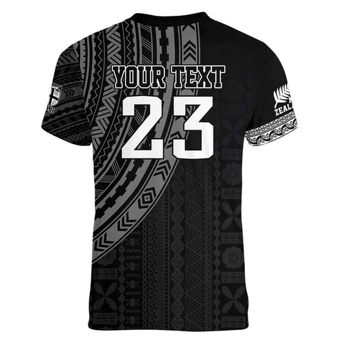 Custom Fiji New Zealand Rugby Women V-Neck T-Shirt Make History Together