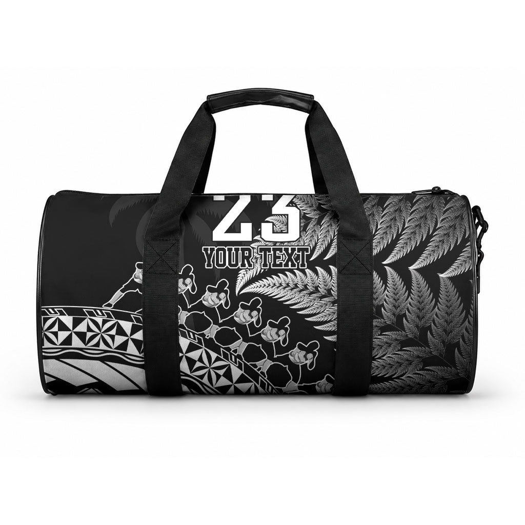 Custom Fiji New Zealand Maori Rugby Duffle Bag Cibi Dance with Black Fern