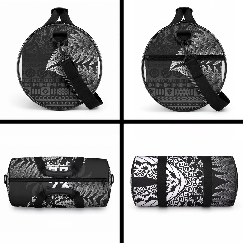Custom Fiji New Zealand Maori Rugby Duffle Bag Cibi Dance with Black Fern