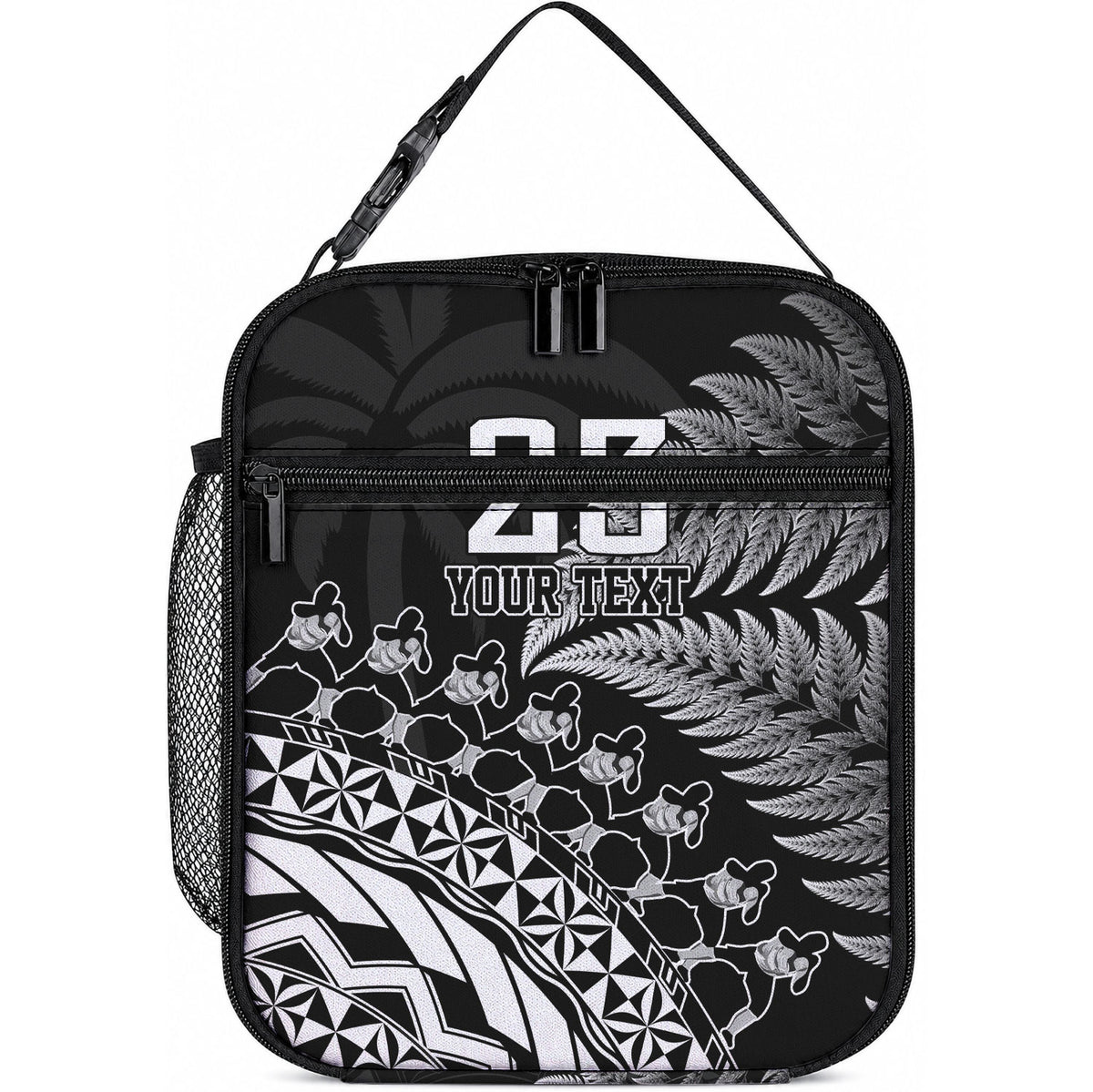 Custom Fiji New Zealand Maori Rugby Lunch Bag Cibi Dance with Black Fern