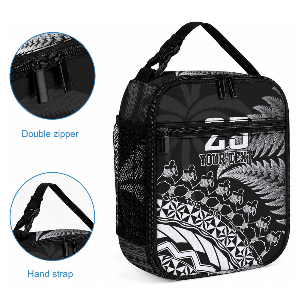 Custom Fiji New Zealand Maori Rugby Lunch Bag Cibi Dance with Black Fern