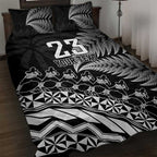 Custom Fiji New Zealand Rugby Quilt Bed Set Cibi Dance with Black Fern