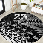 Custom Fiji New Zealand Rugby Round Carpet Cibi Dance with Black Fern