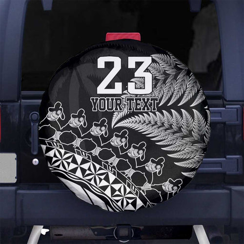 Custom Fiji New Zealand Rugby Spare Tire Cover Cibi Dance with Black Fern