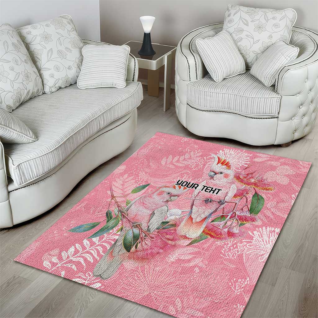 Personalised Galah Cockatoo Eucalyptus Flowers Area Rug Australian Breast Cancer Spirit - Aussie Hoodie