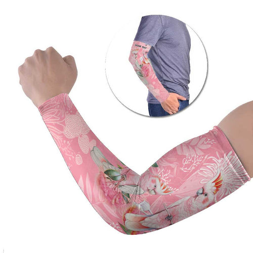 Personalised Galah Cockatoo Eucalyptus Flowers Arm Sleeves Australian Breast Cancer Spirit - Aussie Hoodie