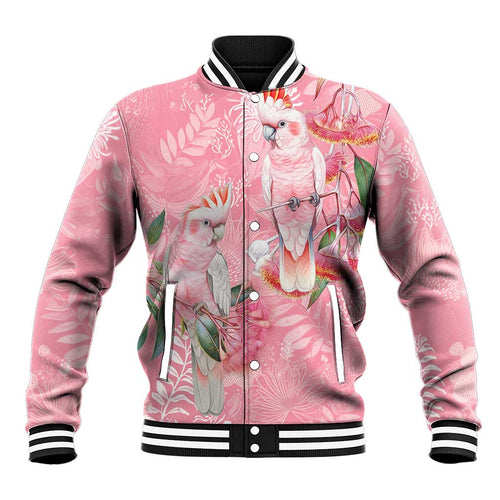 Personalised Galah Cockatoo Eucalyptus Flowers Baseball Jacket Australian Breast Cancer Spirit - Aussie Hoodie
