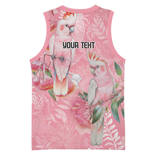 Personalised Galah Cockatoo Eucalyptus Flowers Basketball Jersey Australian Breast Cancer Spirit - Aussie Hoodie