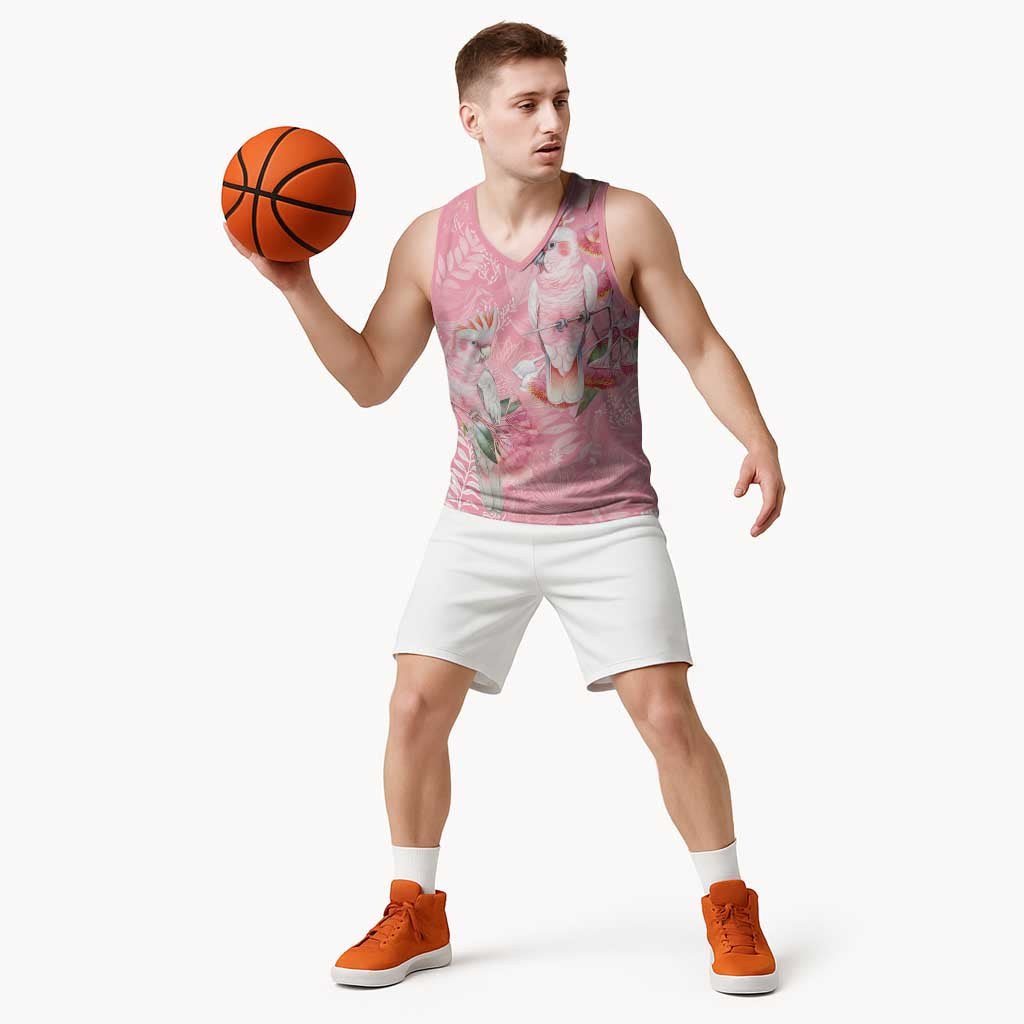 Personalised Galah Cockatoo Eucalyptus Flowers Basketball Jersey Australian Breast Cancer Spirit - Aussie Hoodie