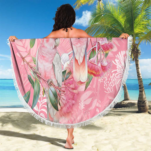Personalised Galah Cockatoo Eucalyptus Flowers Beach Blanket Australian Breast Cancer Spirit - Aussie Hoodie
