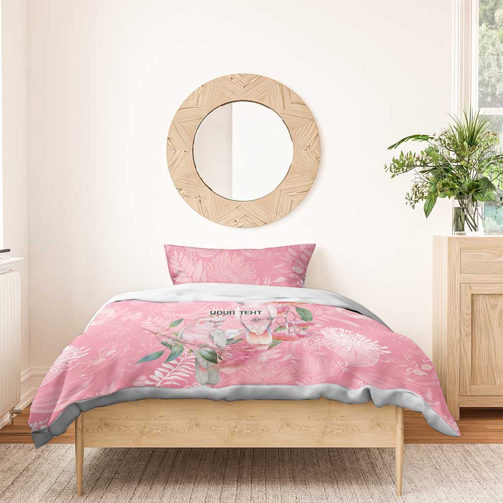 Personalised Galah Cockatoo Eucalyptus Flowers Bedding Set Australian Breast Cancer Spirit - Aussie Hoodie
