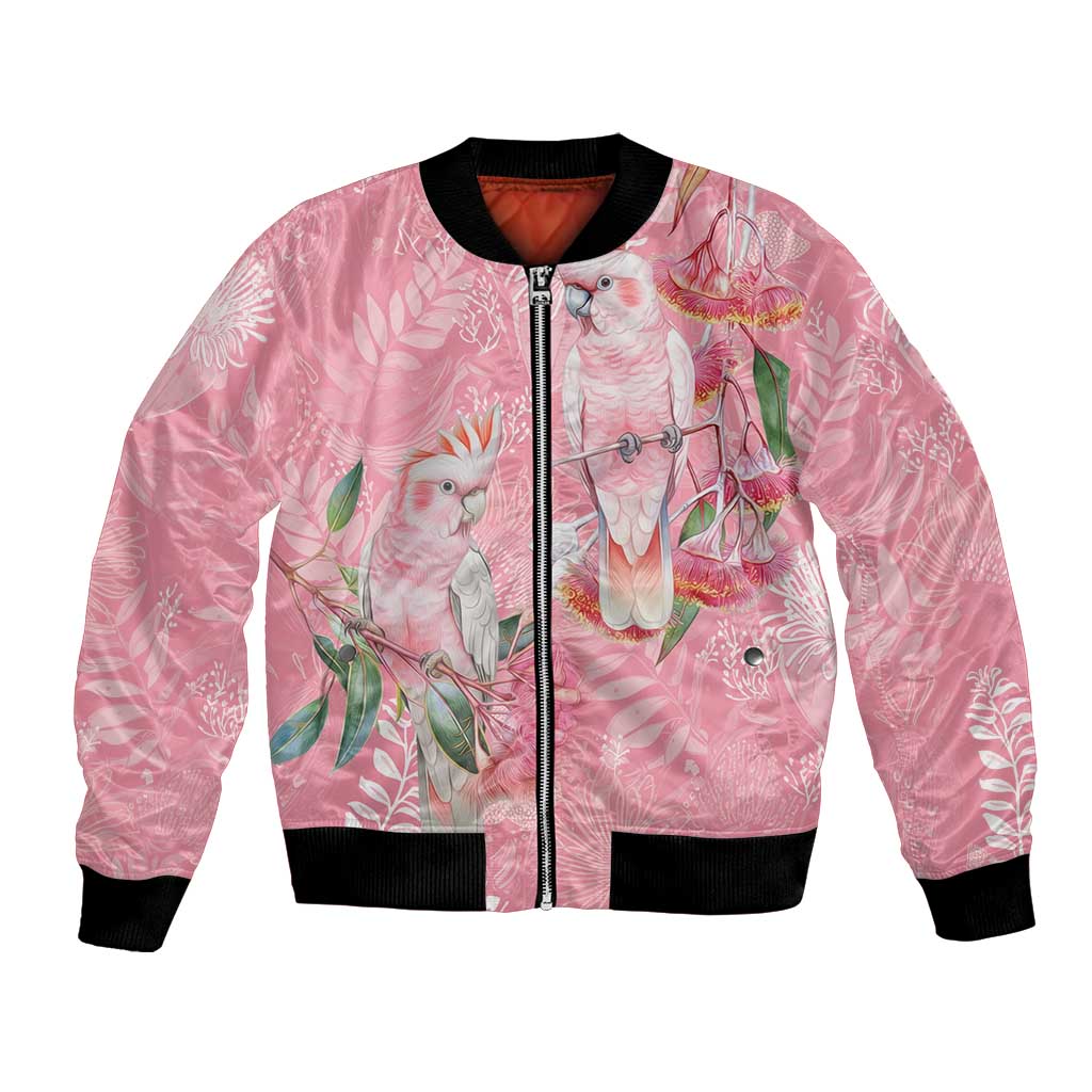 Personalised Galah Cockatoo Eucalyptus Flowers Bomber Jacket Australian Breast Cancer Spirit - Aussie Hoodie