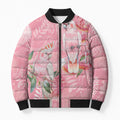 Personalised Galah Cockatoo Eucalyptus Flowers Bomber Puffer Jacket Australian Breast Cancer Spirit - Aussie Hoodie