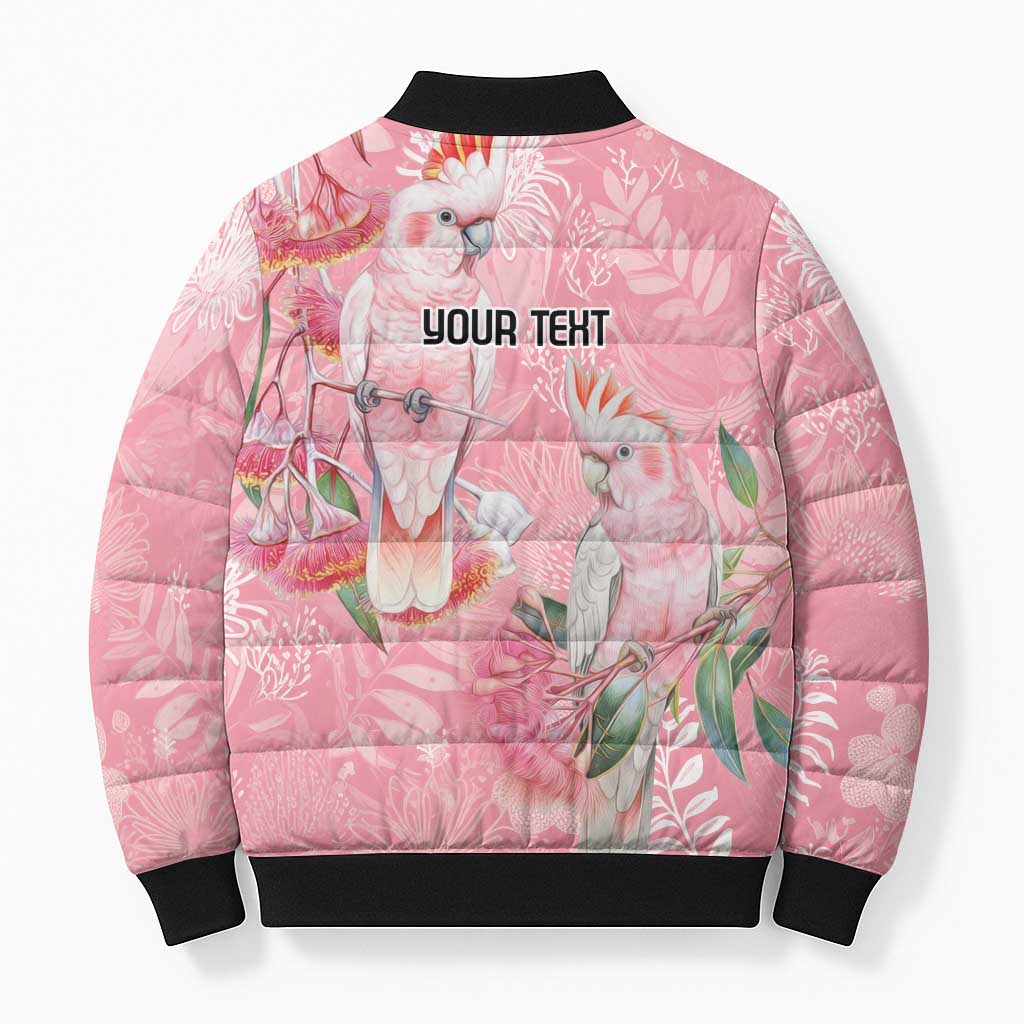 Personalised Galah Cockatoo Eucalyptus Flowers Bomber Puffer Jacket Australian Breast Cancer Spirit - Aussie Hoodie