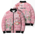 Personalised Galah Cockatoo Eucalyptus Flowers Bomber Puffer Jacket Australian Breast Cancer Spirit - Aussie Hoodie