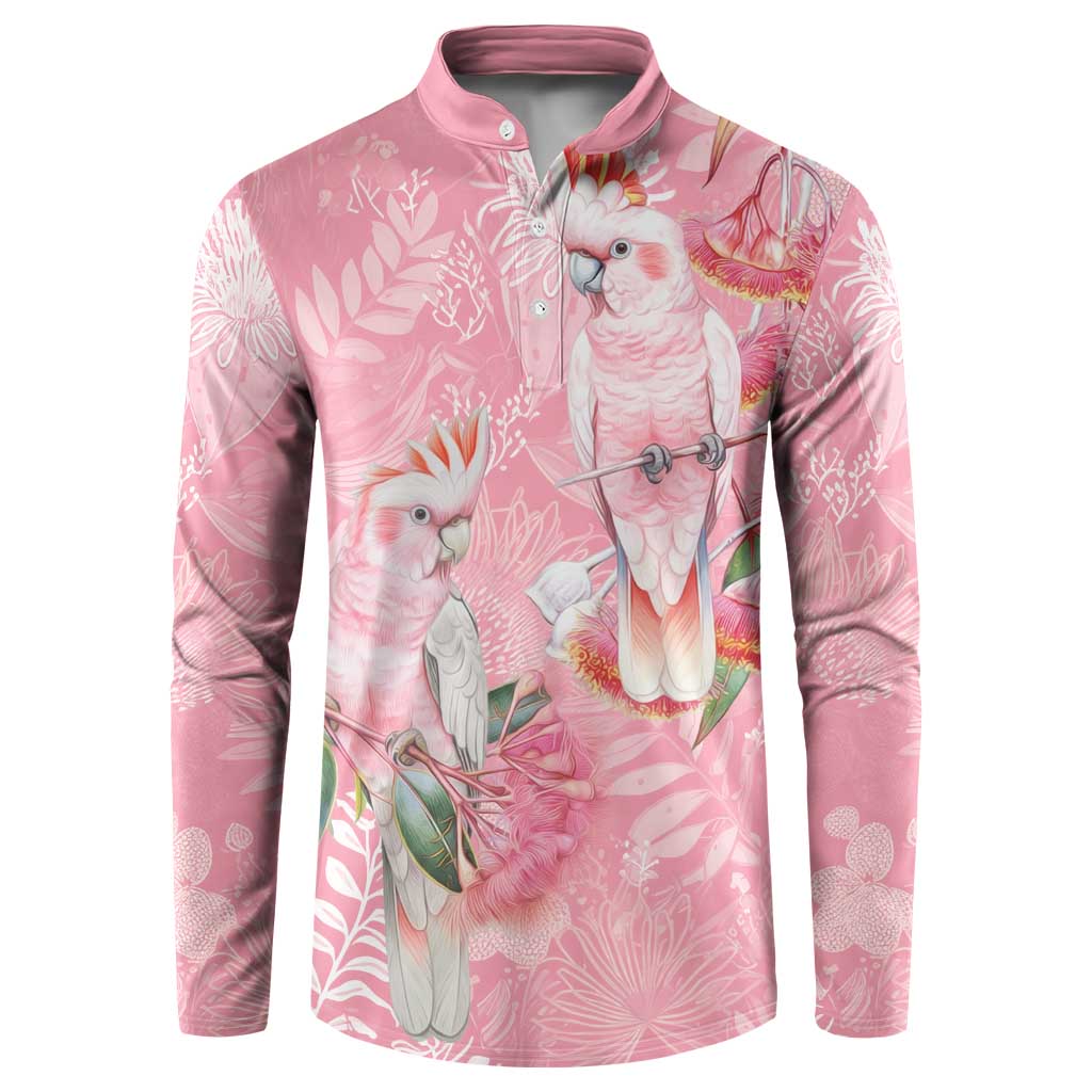 Personalised Galah Cockatoo Eucalyptus Flowers Button Sweatshirt Australian Breast Cancer Spirit - Aussie Hoodie
