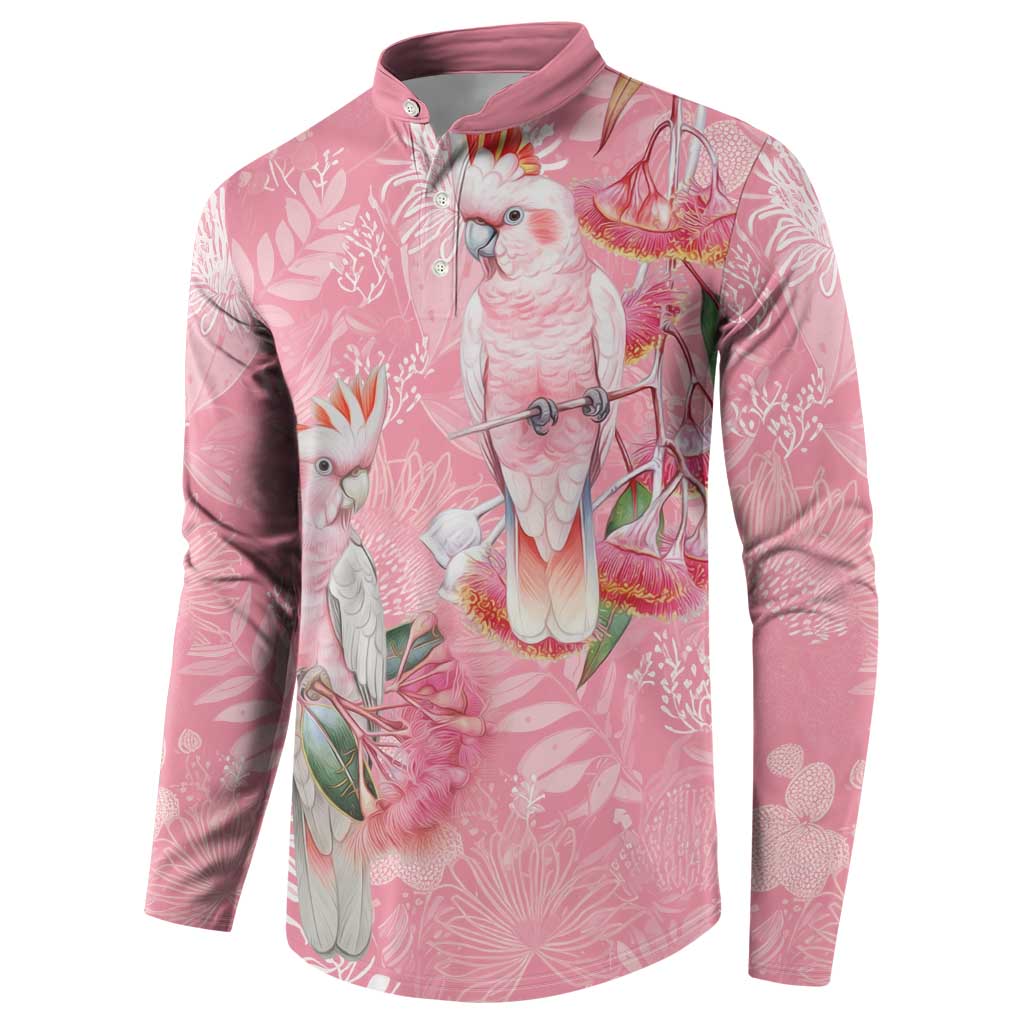 Personalised Galah Cockatoo Eucalyptus Flowers Button Sweatshirt Australian Breast Cancer Spirit - Aussie Hoodie