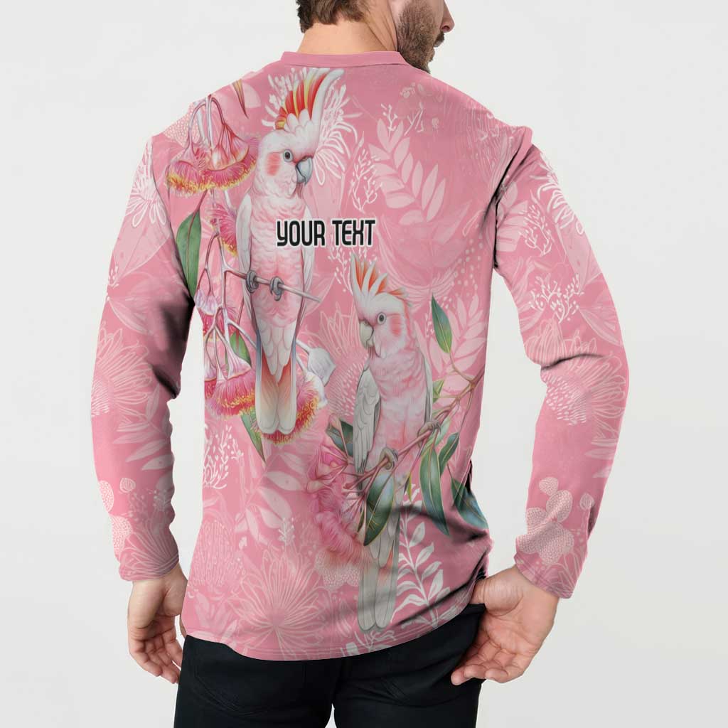 Personalised Galah Cockatoo Eucalyptus Flowers Button Sweatshirt Australian Breast Cancer Spirit - Aussie Hoodie