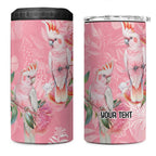 Personalised Galah Cockatoo Eucalyptus Flowers 4 in 1 Can Cooler Tumbler Australian Breast Cancer Spirit - Aussie Hoodie