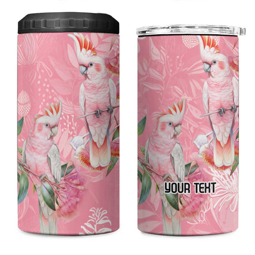 Personalised Galah Cockatoo Eucalyptus Flowers 4 in 1 Can Cooler Tumbler Australian Breast Cancer Spirit - Aussie Hoodie