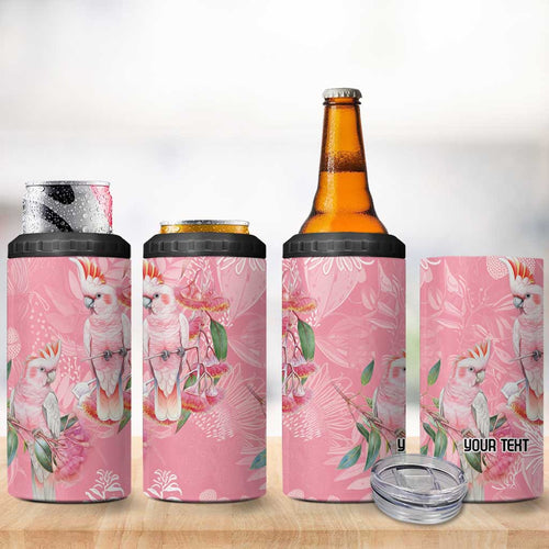 Personalised Galah Cockatoo Eucalyptus Flowers 4 in 1 Can Cooler Tumbler Australian Breast Cancer Spirit - Aussie Hoodie