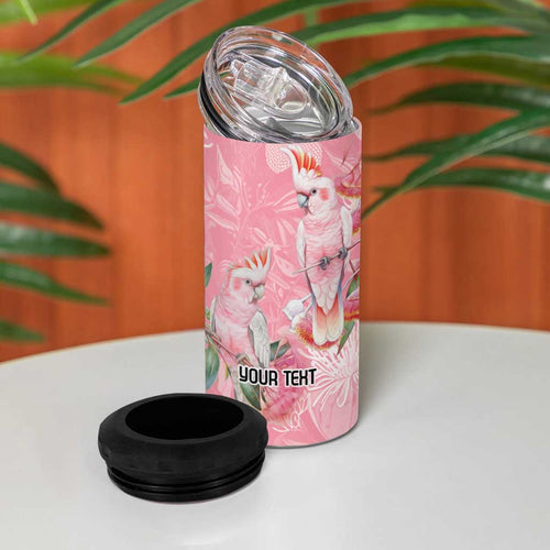 Personalised Galah Cockatoo Eucalyptus Flowers 4 in 1 Can Cooler Tumbler Australian Breast Cancer Spirit - Aussie Hoodie