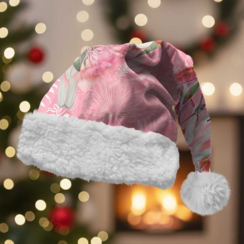 Personalised Galah Cockatoo Eucalyptus Flowers Christmas Santa Hat Australian Breast Cancer Spirit - Aussie Hoodie