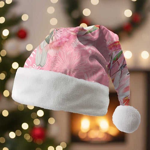 Personalised Galah Cockatoo Eucalyptus Flowers Christmas Santa Hat Australian Breast Cancer Spirit - Aussie Hoodie