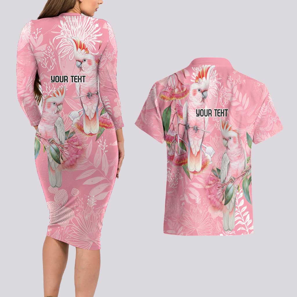 Personalised Galah Cockatoo Eucalyptus Flowers Couples Matching Long Sleeve Bodycon Dress and Hawaiian Shirt Australian Breast Cancer Spirit - Aussie Hoodie