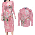 Personalised Galah Cockatoo Eucalyptus Flowers Couples Matching Long Sleeve Bodycon Dress and Long Sleeve Button Shirt Australian Breast Cancer Spirit - Aussie Hoodie