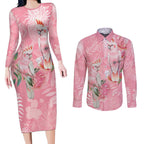 Personalised Galah Cockatoo Eucalyptus Flowers Couples Matching Long Sleeve Bodycon Dress and Long Sleeve Button Shirt Australian Breast Cancer Spirit - Aussie Hoodie