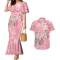 Personalised Galah Cockatoo Eucalyptus Flowers Couples Matching Mermaid Dress and Hawaiian Shirt Australian Breast Cancer Spirit - Aussie Hoodie