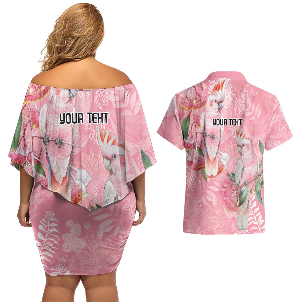 Personalised Galah Cockatoo Eucalyptus Flowers Couples Matching Off Shoulder Short Dress and Hawaiian Shirt Australian Breast Cancer Spirit - Aussie Hoodie