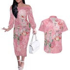 Personalised Galah Cockatoo Eucalyptus Flowers Couples Matching Off The Shoulder Long Sleeve Dress and Hawaiian Shirt Australian Breast Cancer Spirit - Aussie Hoodie