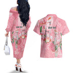 Personalised Galah Cockatoo Eucalyptus Flowers Couples Matching Off The Shoulder Long Sleeve Dress and Hawaiian Shirt Australian Breast Cancer Spirit - Aussie Hoodie